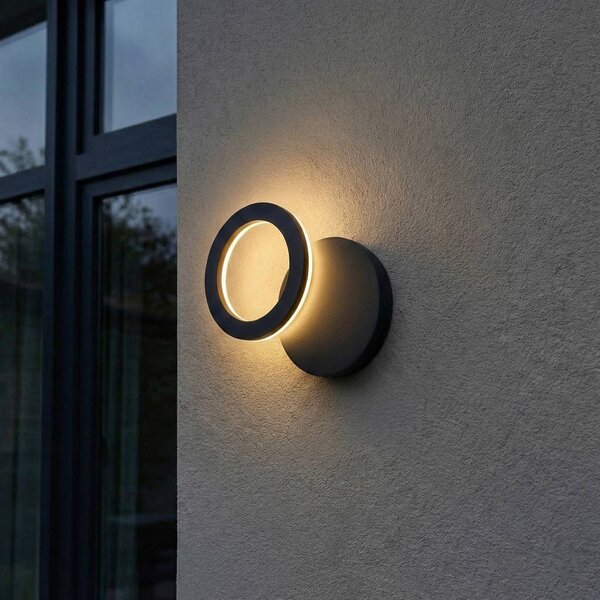 Kinkiet zewnętrzny LED Ilveo Lindby, czarny, salon / jadalnia, aluminium, nowoczesny
