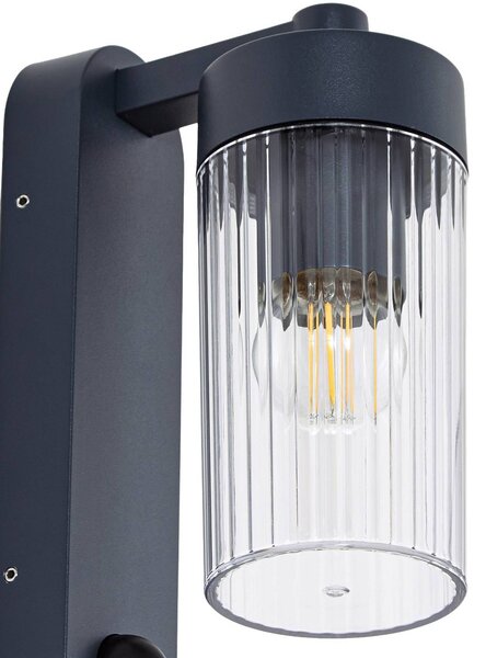 Lampa zewnętrzna z czujnikiem ruchu Kaliro Lindby, możliwość ściemniania, czarny, aluminium, nowoczesny