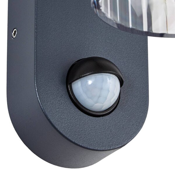 Lampa zewnętrzna z czujnikiem ruchu Kaliro Lindby, możliwość ściemniania, czarny, aluminium, nowoczesny