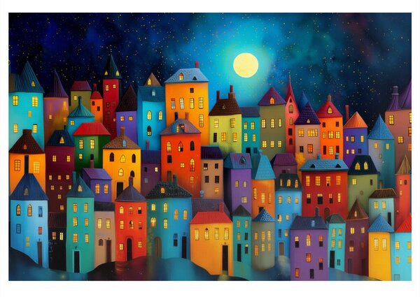 Obraz magiczna noc nad miastem