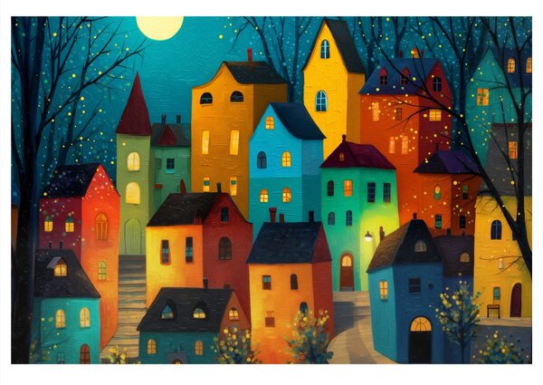 Obraz magiczna nocna wioska