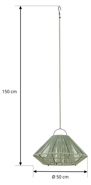Lampa wisząca Lindby LED z zasilaniem słonecznym Austas, zielona, Ø 50 cm, USB, Austas Lindby, możliwość ściemniania, zielony, tworzywo sztuczne, nowoczesny