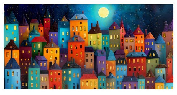 Obraz miasto w nocnym świetle
