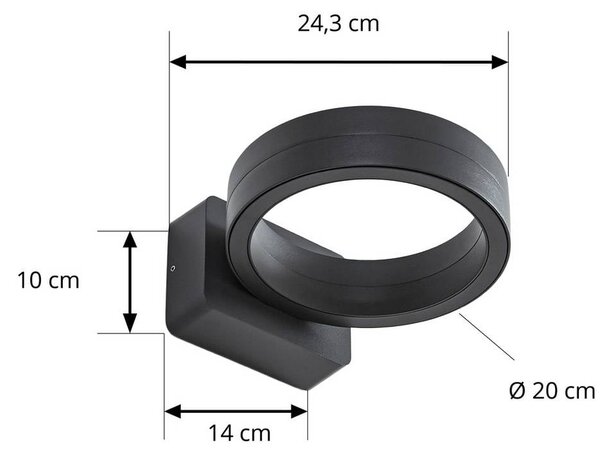 Kinkiet zewnętrzny LED Selviro Lindby, czarny, aluminium, nowoczesny