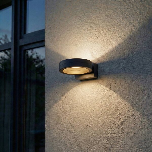 Kinkiet zewnętrzny LED Selviro Lindby, czarny, aluminium, nowoczesny