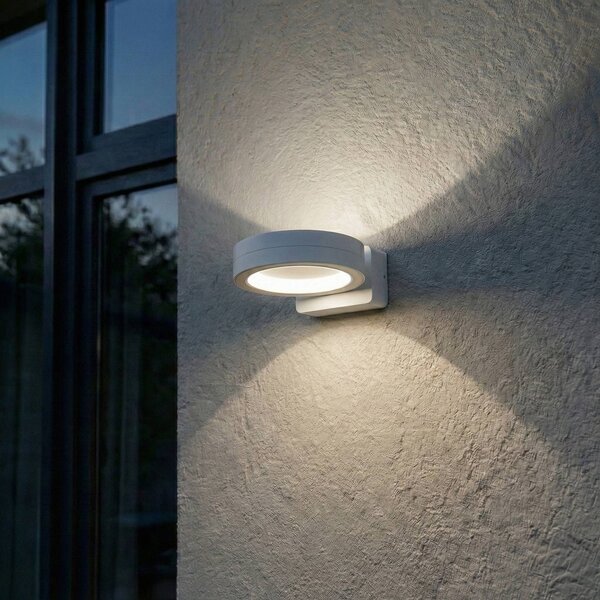 Kinkiet zewnętrzny LED Selviro Lindby, biały / opal, aluminium, nowoczesny