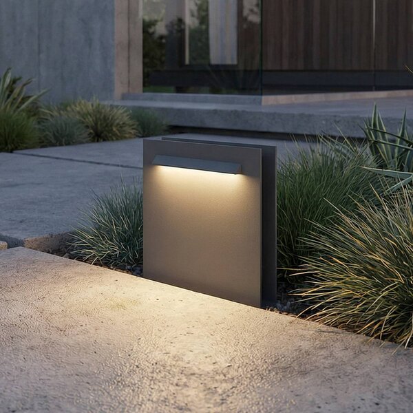 Lampa ogrodowa stojąca Joril Lucande, aluminiowy / szary / cynkowy, aluminium, nowoczesny