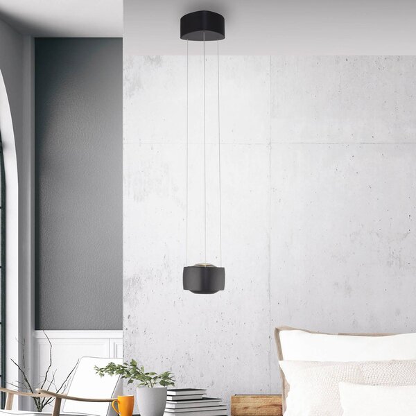 Paul Neuhaus Lampa wisząca Q-Stretto, możliwość ściemniania, czarny, salon / jadalnia, metal, nowoczesny