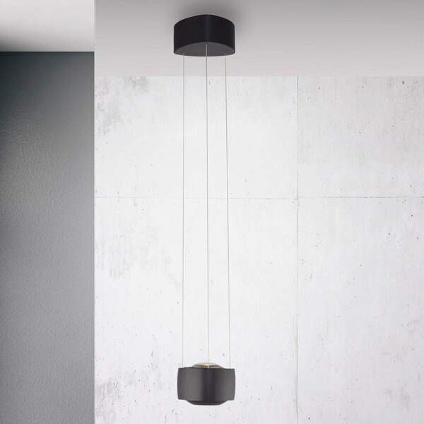Paul Neuhaus Lampa wisząca Q-Stretto, możliwość ściemniania, czarny, salon / jadalnia, metal, nowoczesny