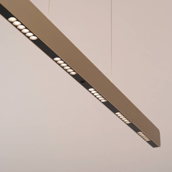 Paul Neuhaus Lampa wisząca Q-Stretto, możliwość ściemniania, brązowy / mosiężny, salon / jadalnia, metal, nowoczesny