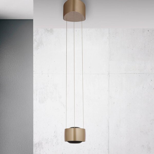 Paul Neuhaus Lampa wisząca Q-Stretto, możliwość ściemniania, brązowy / mosiężny, salon / jadalnia, metal, nowoczesny