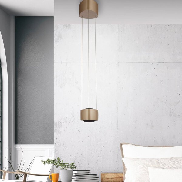 Paul Neuhaus Lampa wisząca Q-Stretto, możliwość ściemniania, brązowy / mosiężny, salon / jadalnia, metal, nowoczesny