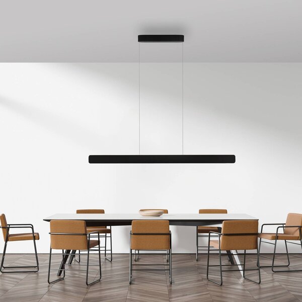 Paul Neuhaus Lampa wisząca Q-Stretto, możliwość ściemniania, czarny, salon / jadalnia, metal, nowoczesny