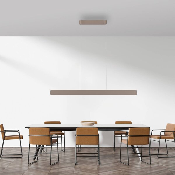 Paul Neuhaus Lampa wisząca Q-Stretto, możliwość ściemniania, brązowy / mosiężny, salon / jadalnia, metal, nowoczesny