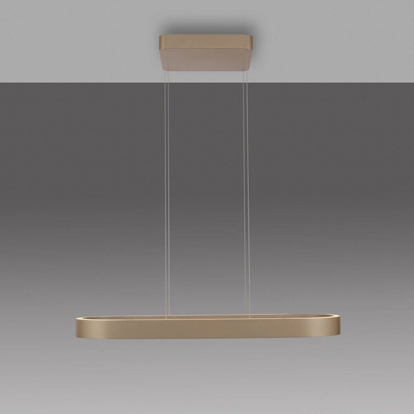 Paul Neuhaus Lampa wisząca Q-Stretto, możliwość ściemniania, brązowy / mosiężny, salon / jadalnia, metal, nowoczesny