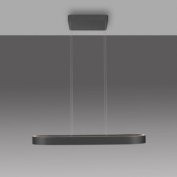 Paul Neuhaus Lampa wisząca Q-Stretto, możliwość ściemniania, czarny, salon / jadalnia, metal, nowoczesny