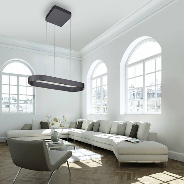 Paul Neuhaus Lampa wisząca Q-Stretto, możliwość ściemniania, czarny, salon / jadalnia, metal, nowoczesny