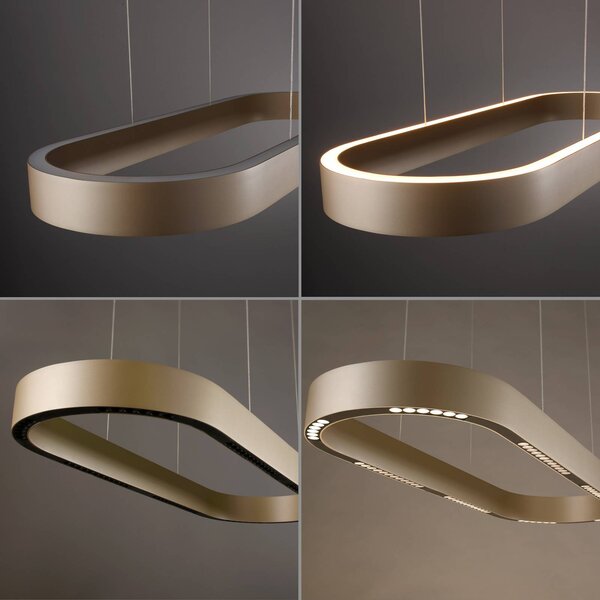 Paul Neuhaus Lampa wisząca Q-Stretto, możliwość ściemniania, brązowy / mosiężny, salon / jadalnia, metal, nowoczesny