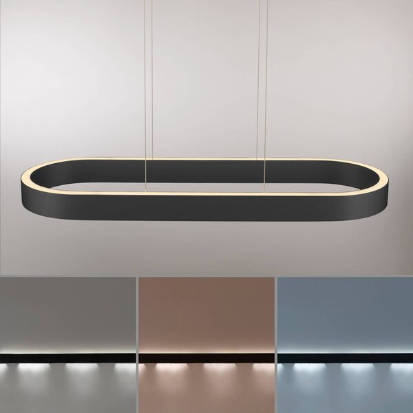 Paul Neuhaus Lampa wisząca Q-Stretto, możliwość ściemniania, czarny, salon / jadalnia, metal, nowoczesny