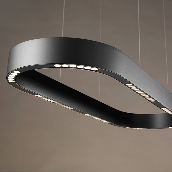 Paul Neuhaus Lampa wisząca Q-Stretto, możliwość ściemniania, czarny, salon / jadalnia, metal, nowoczesny