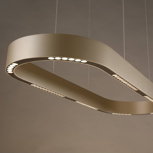 Paul Neuhaus Lampa wisząca Q-Stretto, możliwość ściemniania, brązowy / mosiężny, salon / jadalnia, metal, nowoczesny