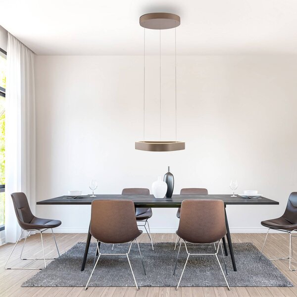 Paul Neuhaus Lampa wisząca Q-Stretto, możliwość ściemniania, brązowy / mosiężny, salon / jadalnia, metal, nowoczesny