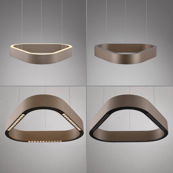 Paul Neuhaus Lampa wisząca Q-Stretto, możliwość ściemniania, brązowy / mosiężny, salon / jadalnia, metal, nowoczesny