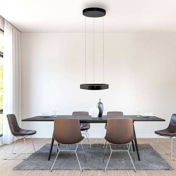 Paul Neuhaus Lampa wisząca Q-Stretto, możliwość ściemniania, czarny, salon / jadalnia, metal, nowoczesny