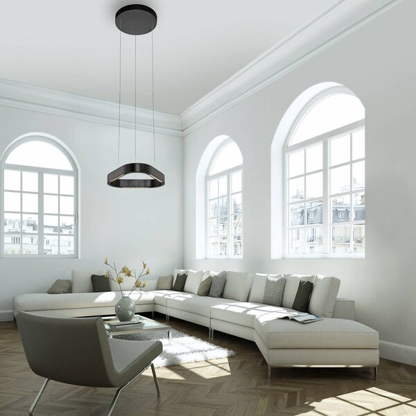 Paul Neuhaus Lampa wisząca Q-Stretto, możliwość ściemniania, czarny, salon / jadalnia, metal, nowoczesny