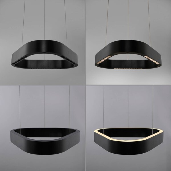 Paul Neuhaus Lampa wisząca Q-Stretto, możliwość ściemniania, czarny, salon / jadalnia, metal, nowoczesny