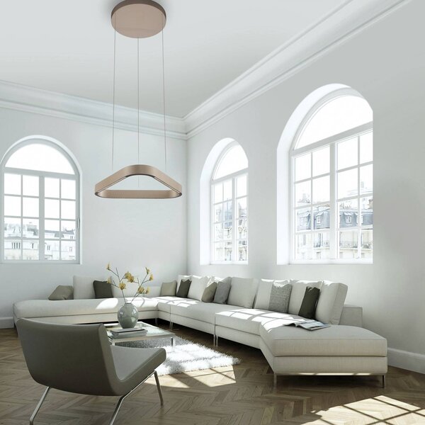 Paul Neuhaus Lampa wisząca Q-Stretto, możliwość ściemniania, brązowy / mosiężny, salon / jadalnia, metal, nowoczesny
