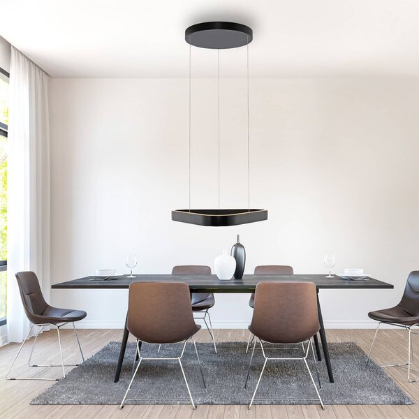 Paul Neuhaus Lampa wisząca Q-Stretto, możliwość ściemniania, czarny, salon / jadalnia, metal, nowoczesny