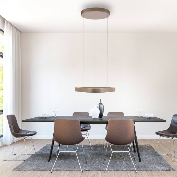 Paul Neuhaus Lampa wisząca Q-Stretto, możliwość ściemniania, brązowy / mosiężny, salon / jadalnia, metal, nowoczesny