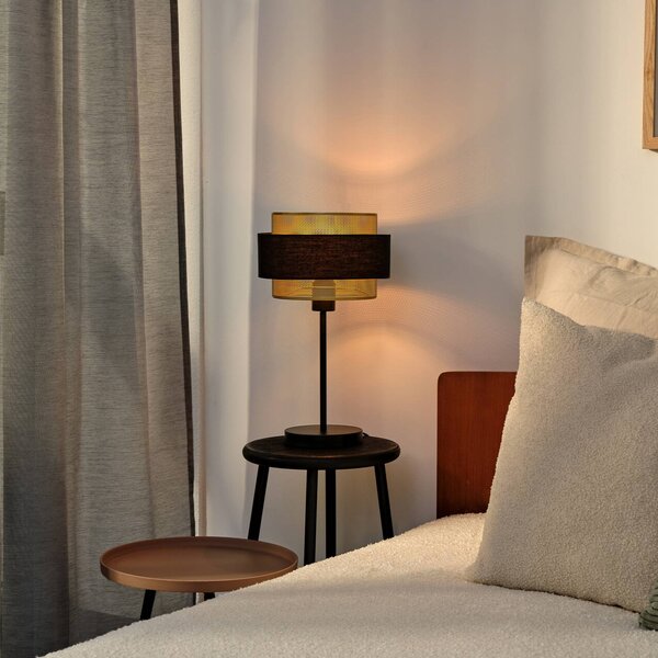 OSRAM Lampka nocna do sypialni Decor Hornet, czarny, salon / jadalnia, tkanina / materiał / jedwab, nowoczesny