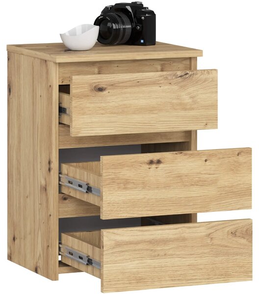 Nowoczesna wąska komoda z 3 szufladami dąb artisan C2-L94