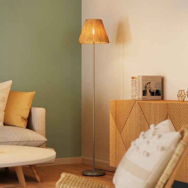 OSRAM Lampa stojąca Decor Raffia, brązowy / rdzawy, salon / jadalnia, dworkowy / rustykalny