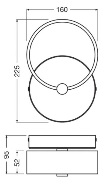 OSRAM Kinkiet LED Decor Circle, czarny, salon / jadalnia, tworzywo sztuczne, nowoczesny