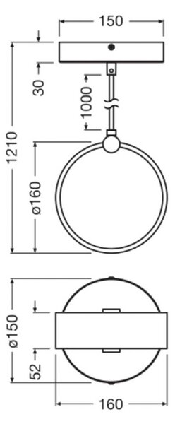 OSRAM Lampa wisząca Decor Circle, czarny, salon / jadalnia, tworzywo sztuczne, nowoczesny