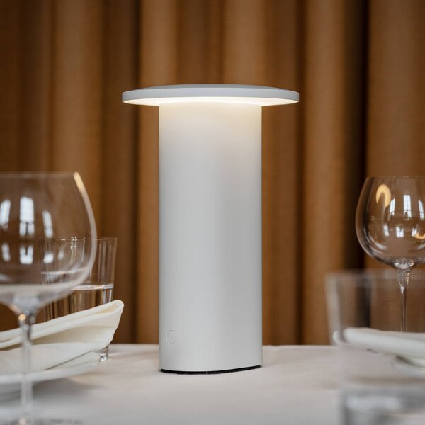 FRITZ HANSEN Lampa stołowa LED Solae, możliwość ściemniania, biały / opal, salon / jadalnia, aluminium, nowoczesny