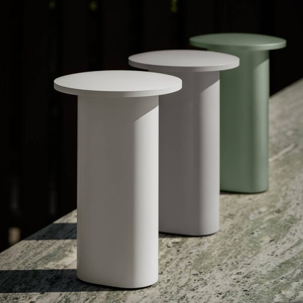 FRITZ HANSEN Lampa stołowa LED Solae, możliwość ściemniania, biały / opal, salon / jadalnia, aluminium, nowoczesny
