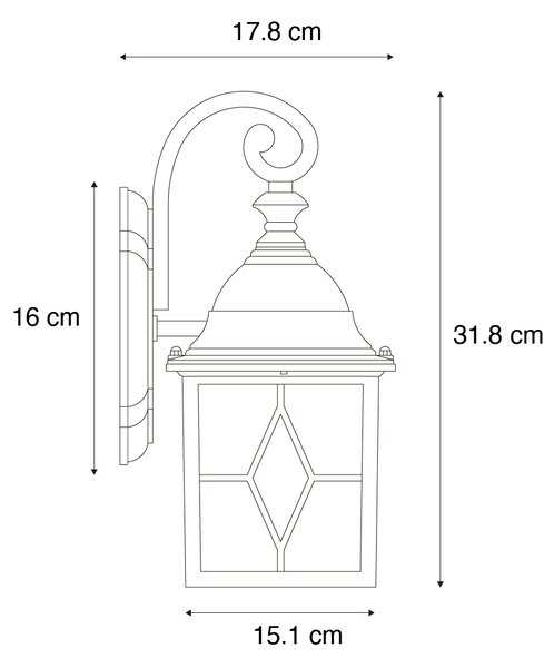 Romantyczna zewnętrzna lampa ścienna w stylu antycznym srebrnym - London