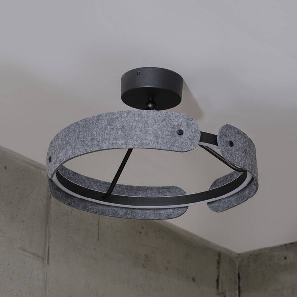 OSRAM Lampa sufitowa LED Decor Curve Felt, aluminiowy / szary / cynkowy, salon / jadalnia, tkanina / materiał / jedwab, nowoczesny