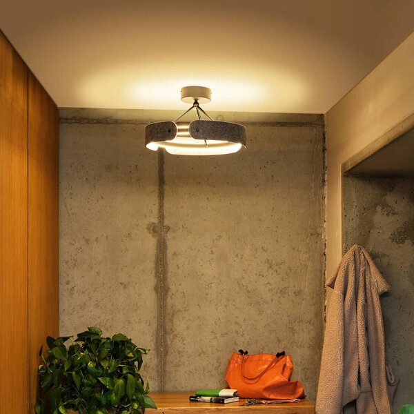 OSRAM Lampa sufitowa LED Decor Curve Felt, aluminiowy / szary / cynkowy, salon / jadalnia, tkanina / materiał / jedwab, nowoczesny