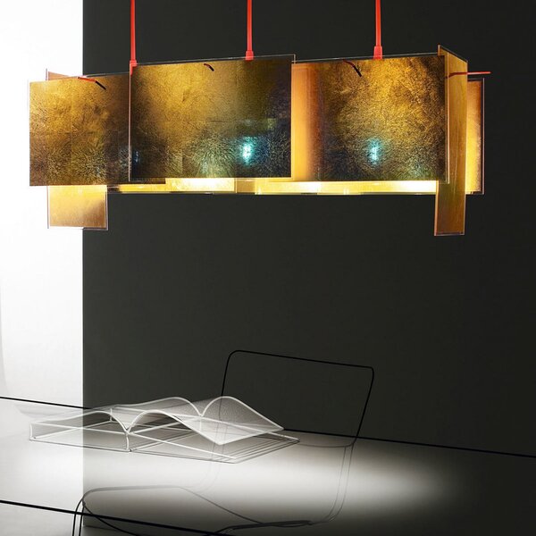 Lampa Wisząca Ingo Maurer, 24 Karat Blau M, ściemnialny, złoty | mosiężny, salon, tworzywo sztuczne, design