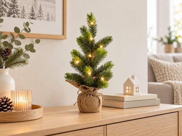 Sztuczna choinka LITTLE SPRUCE z oświetleniem LED, 37 cm