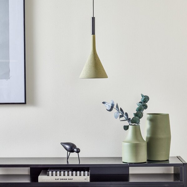 Lampa Wisząca Foscarini, Aplomb, ściemnialny, zielony, kuchnia, beton, design