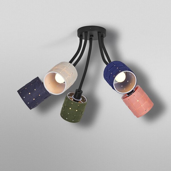 OSRAM Lampa sufitowa Decor Felt Weaving Cans, możliwość ściemniania, multikolor, salon / jadalnia, tkanina / materiał / jedwab