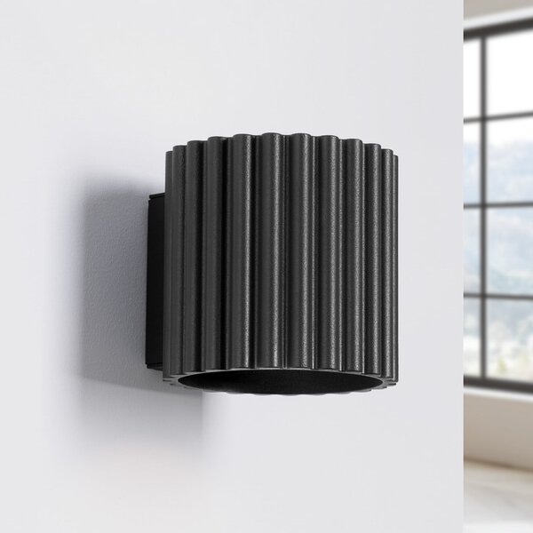 Lampa Ścienna SOLLUX LIGHTING, RIBLA, ściemnialny, czarny, salon, aluminium