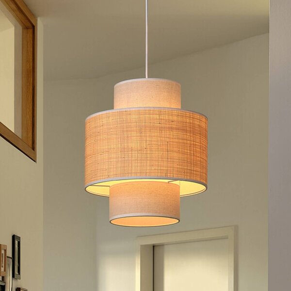 OSRAM Lampa wisząca Decor Wrap Cylinder, możliwość ściemniania, kremowy / amber, salon / jadalnia, tkanina / materiał / jedwab, dworkowy / rustykalny