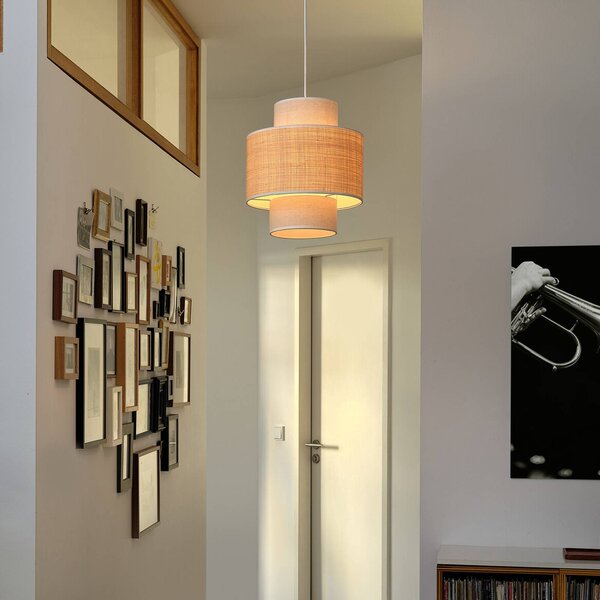 OSRAM Lampa wisząca Decor Wrap Cylinder, możliwość ściemniania, kremowy / amber, salon / jadalnia, tkanina / materiał / jedwab, dworkowy / rustykalny